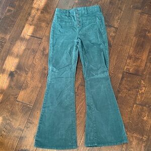 Women's Green Corded Flare Jeans